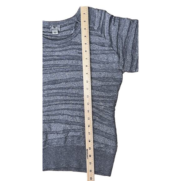 Worthington Gray & Metallic Silver 3/4 Tie Sleeve Sweater Large - Picture 2 of 6